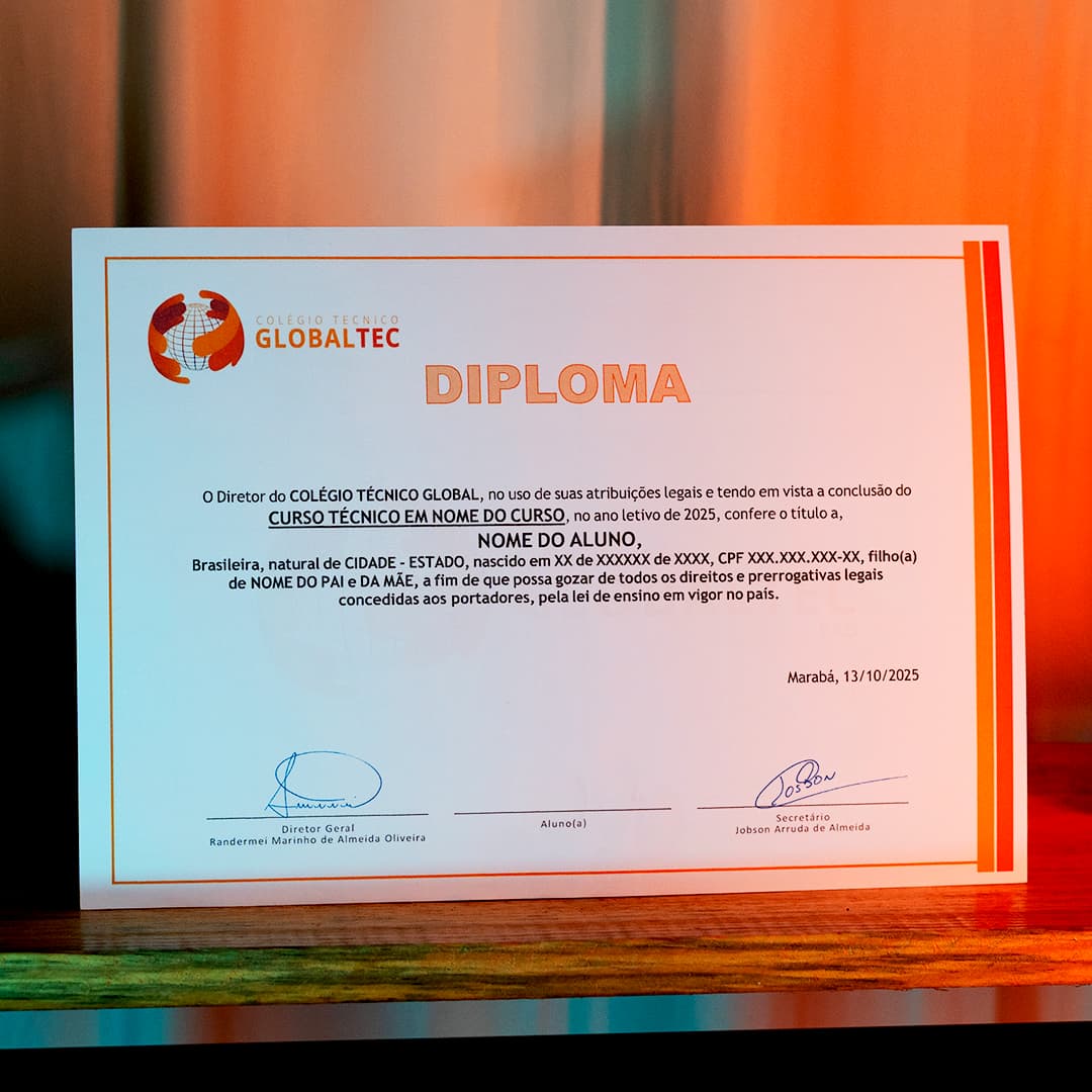 Diploma Técnico por Competência - Reconhecido pelo MEC e registrado no SISTEC